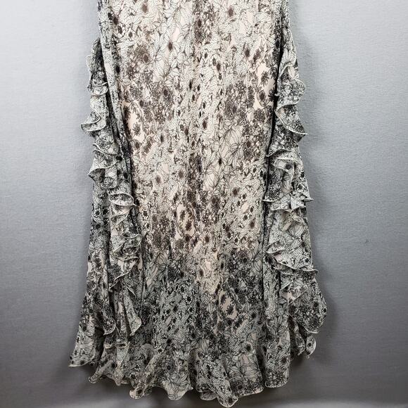 Y2K Max‎ Studio Size S Halter Neck Ruffle Maxi Dress Beige Gray Neutral European - Picture 4 of 13